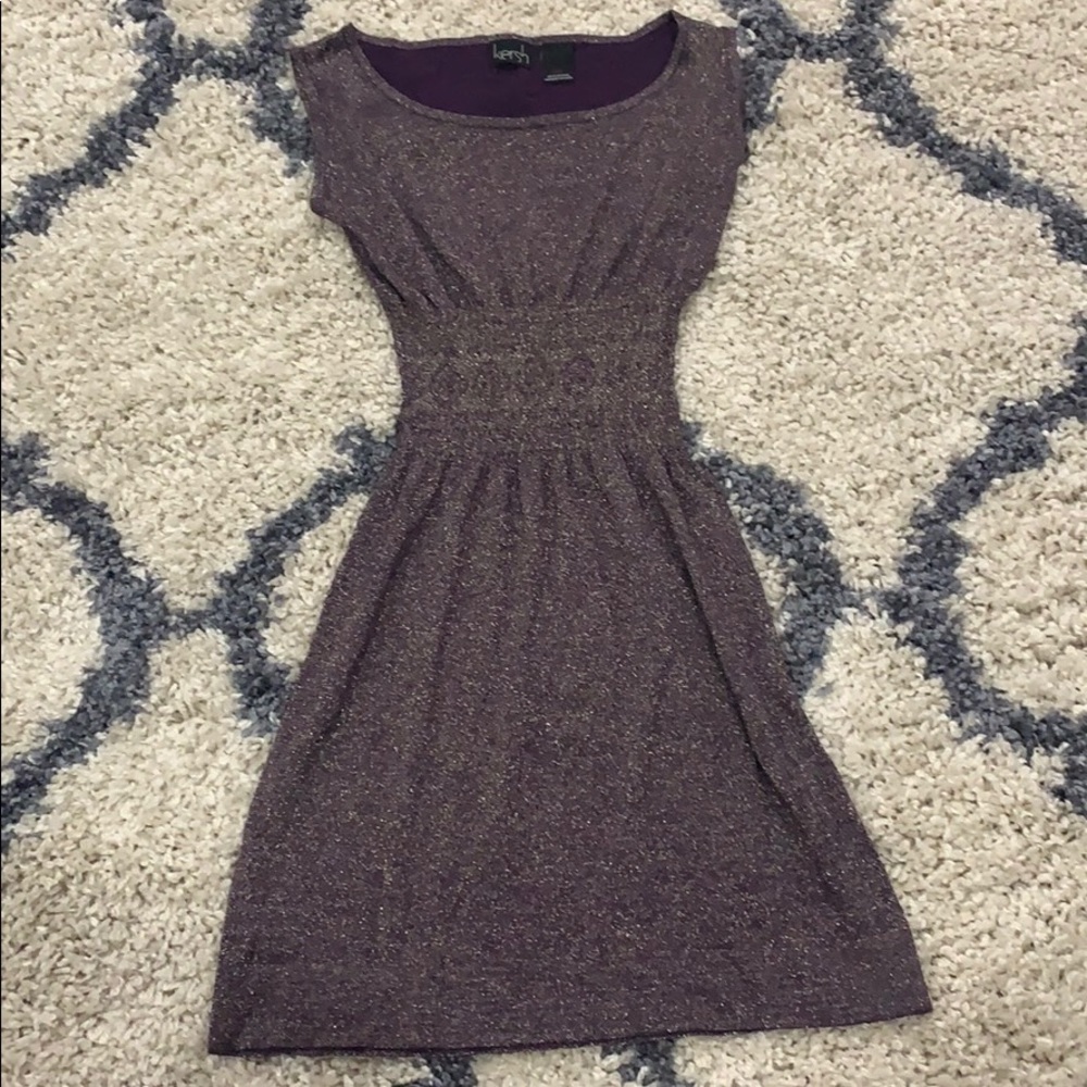 Kersh Purple Metallic Knit Dress